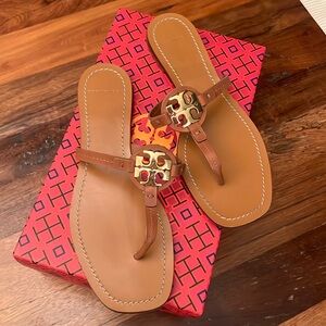 Tory Burch Mini Miller Leather Thong Calf Leather Size 8